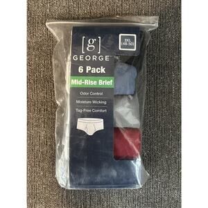 George Men’s Mid-Rise Briefs 6-Pack Size 3XL (48–50) Tag-Free Odor Control NEW